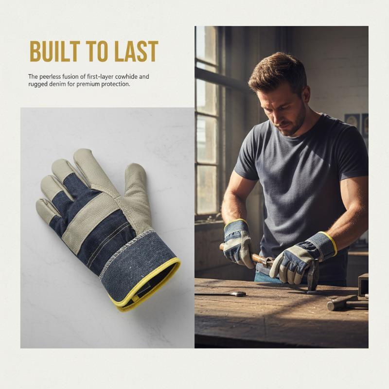 1 Pair Cowhide Denim Gloves Th - огляд і ціна Heavy Equipment Yard
